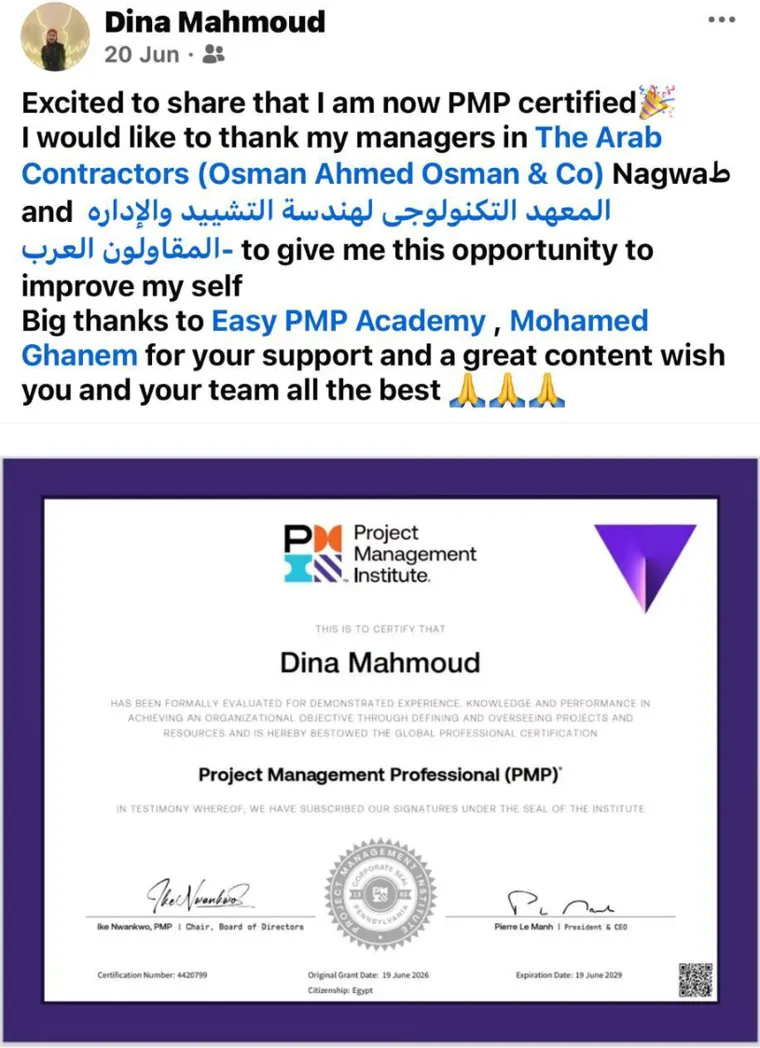 Success post from an Easy PMP graduate